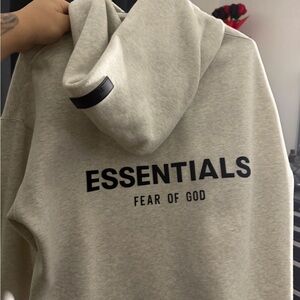 Fear of God Essentials Hoodie in Light Gray with Black Logo